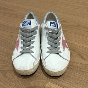 Golden Goose White and Pink Star Sneakers